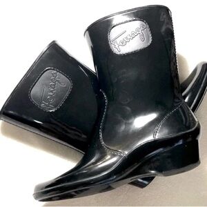 Salvatore Ferragamo Black Women's Rain Boots